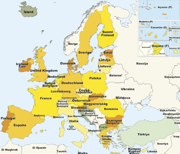 kort over europa